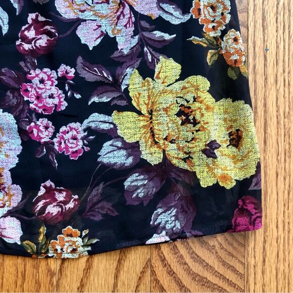 DR2 Floral Lined Sleeveless Belted Elasticized Waist Maroon Dress Women’s Size S - Picture 6 of 13